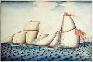 The Badger, Revenue Cutter tarafından Dört Kardeşin Yakalanması, c.1823 (kalem ve wc) by English School